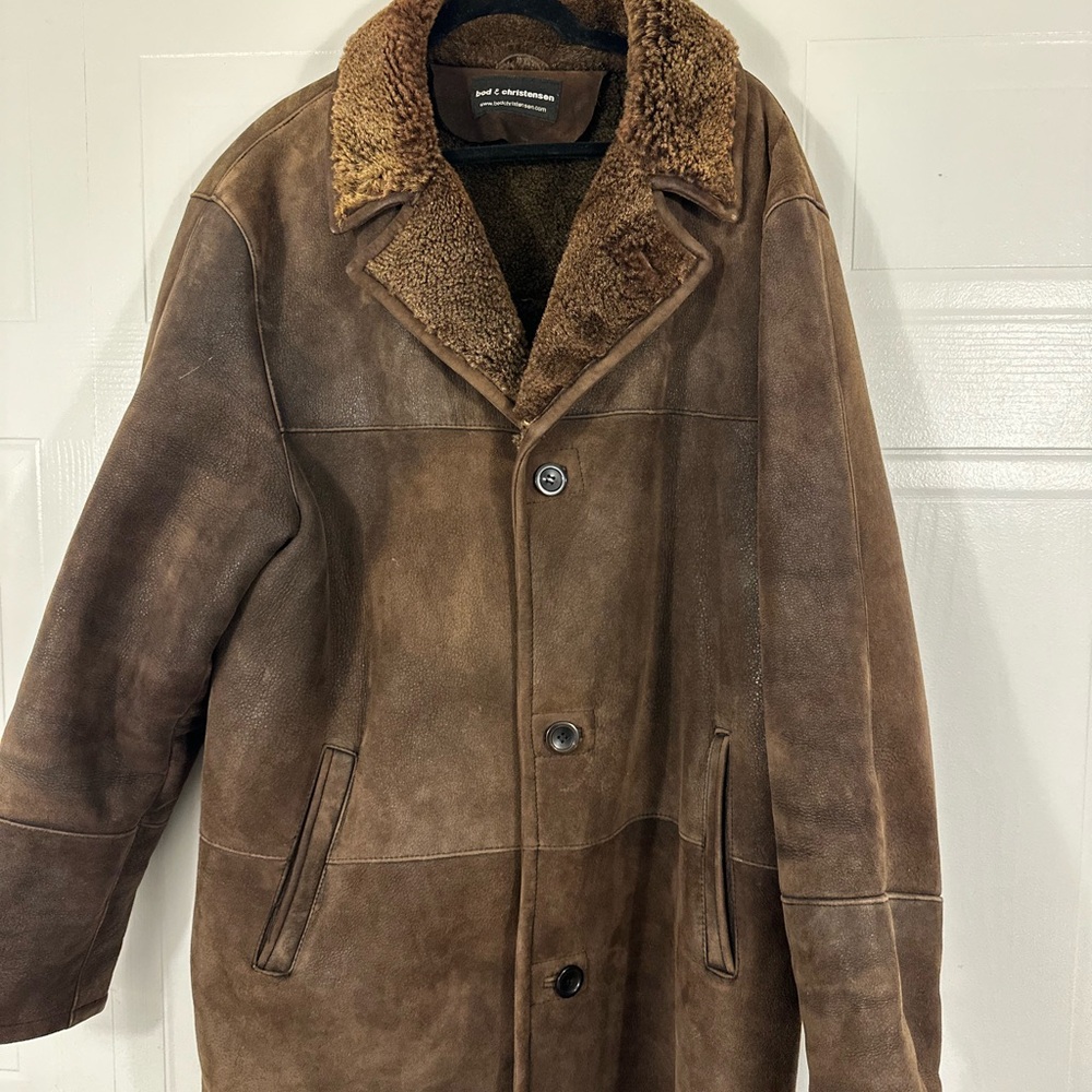 Men's Brown Shearling Pea Coat